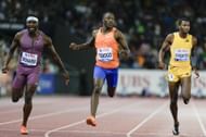 Kenny Bednarek (L), Letsile Tebogo (C) at Weltklasse Zurich 2024 (Photo Daniela Porcelli/by Eurasia Sport Images/Getty Images)